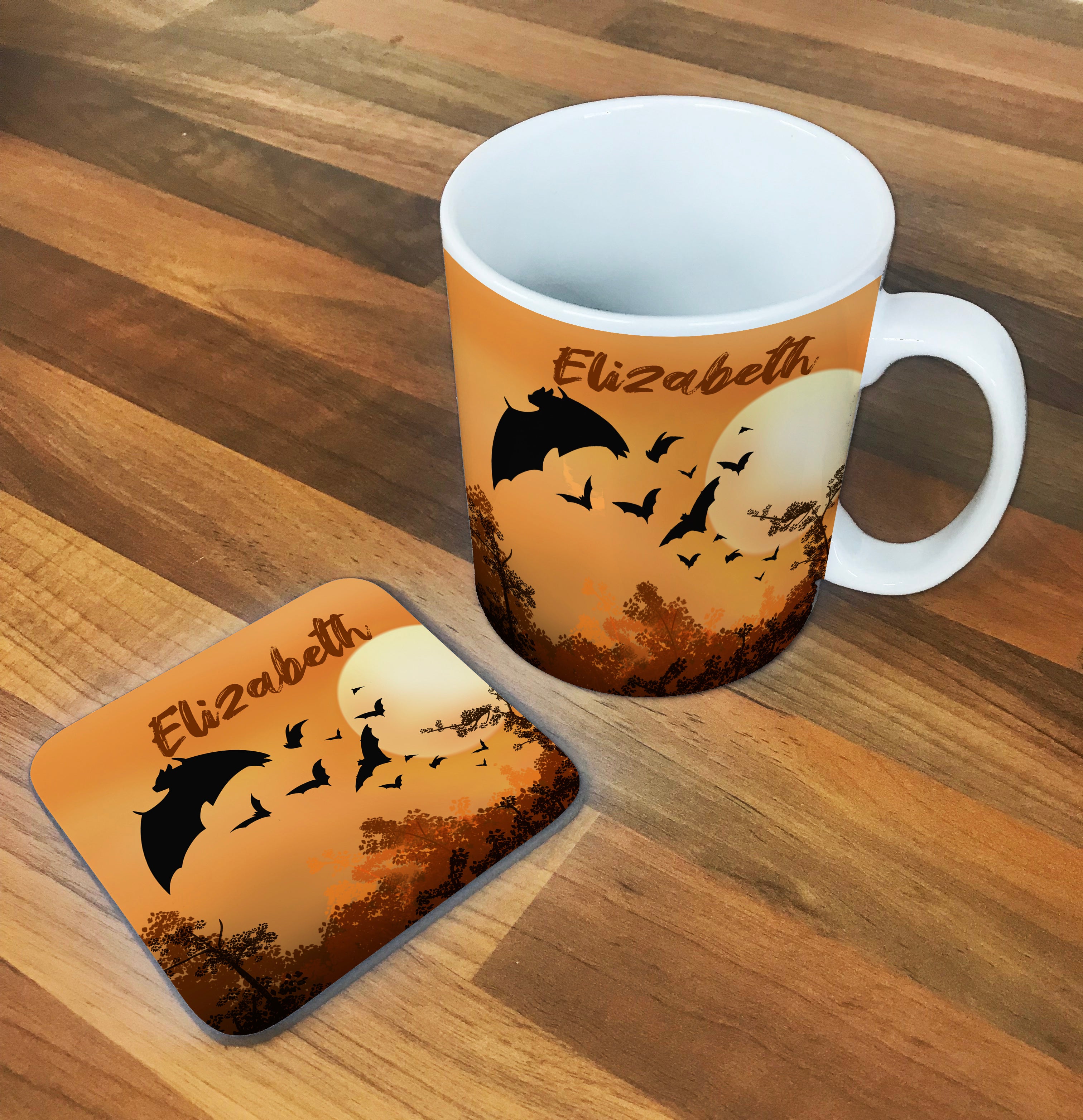 Personalised Children's Mug & Coaster Set - Bats