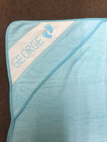 Personalised Hooded Baby Bath Towel - Blue