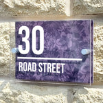Personalised House Number Sign White Street Design