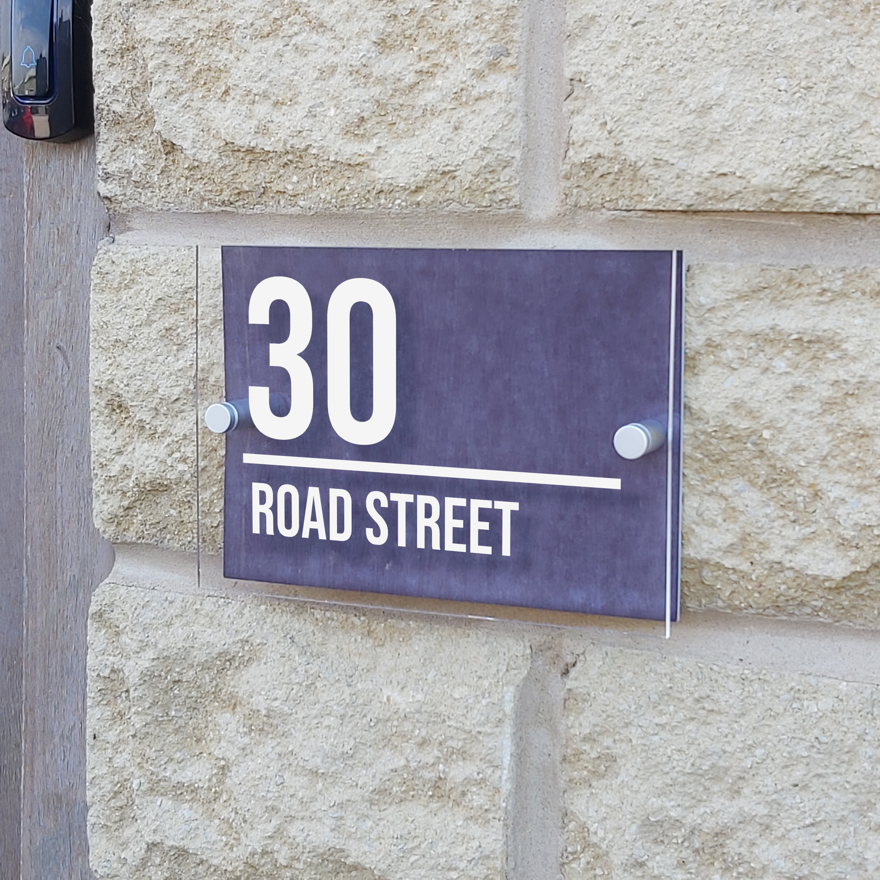 Personalised House Number Sign White Street Design