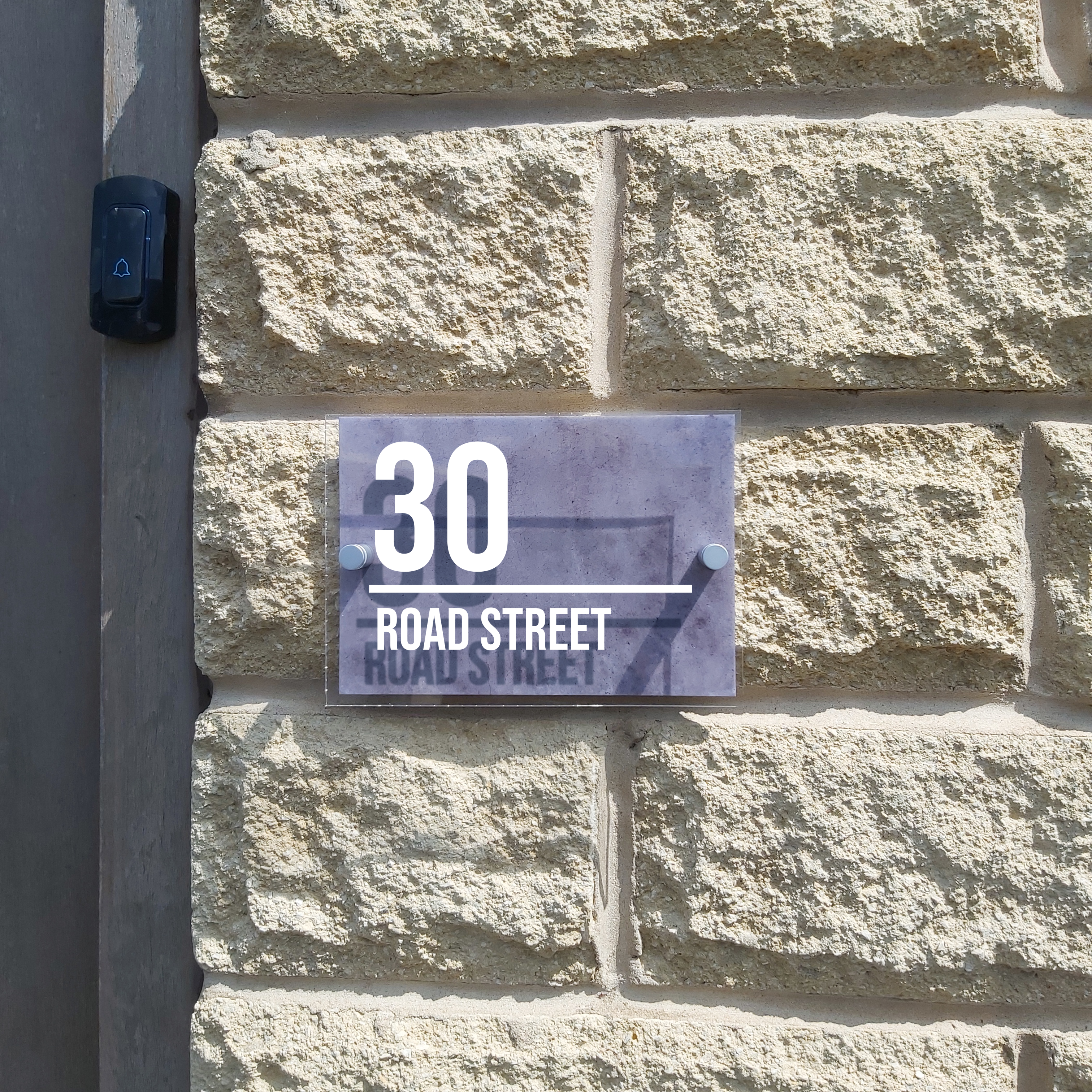 Personalised House Number Sign White Street Design