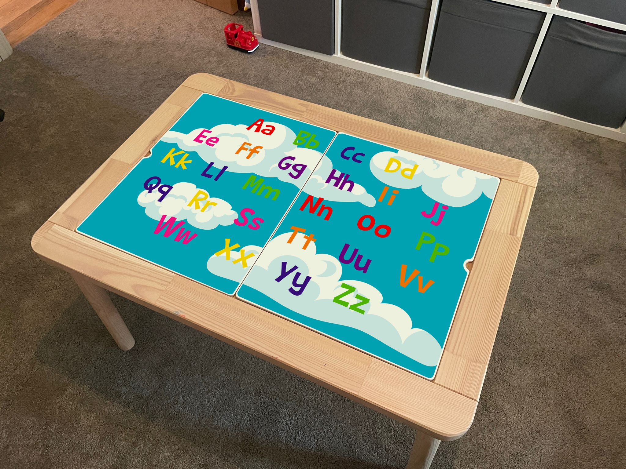 Kids Cloud Alphabet Table Top STICKER ONLY Compatible with IKEA Flisat Tables