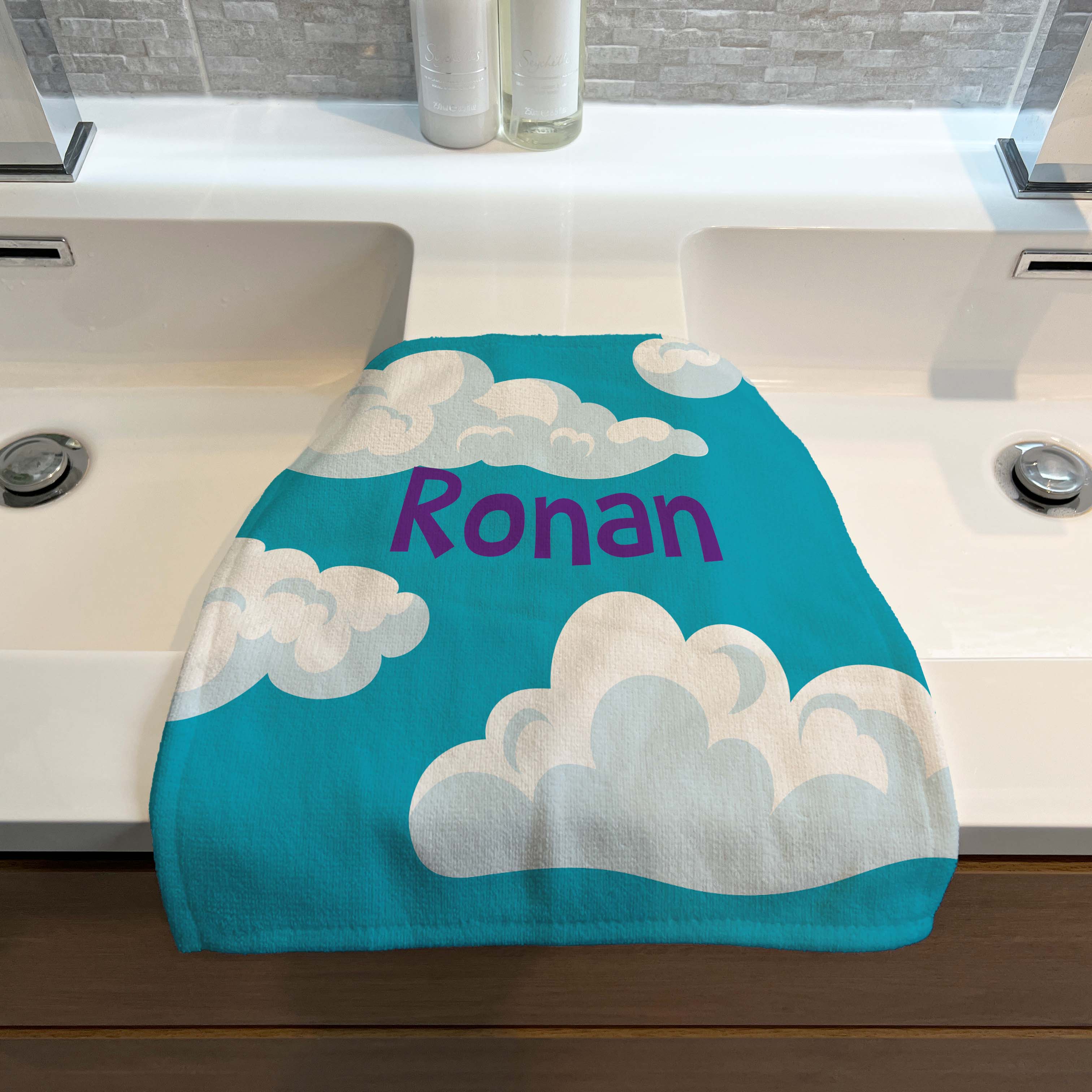 Personalised Children's Face Cloth - Cloud Alphabet