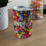 Personalised Pick & Mix Sweets Tin Can with Gum Ball Design