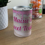 Personalised Pick & Mix Sweets Tin Can with Pink Icing Design