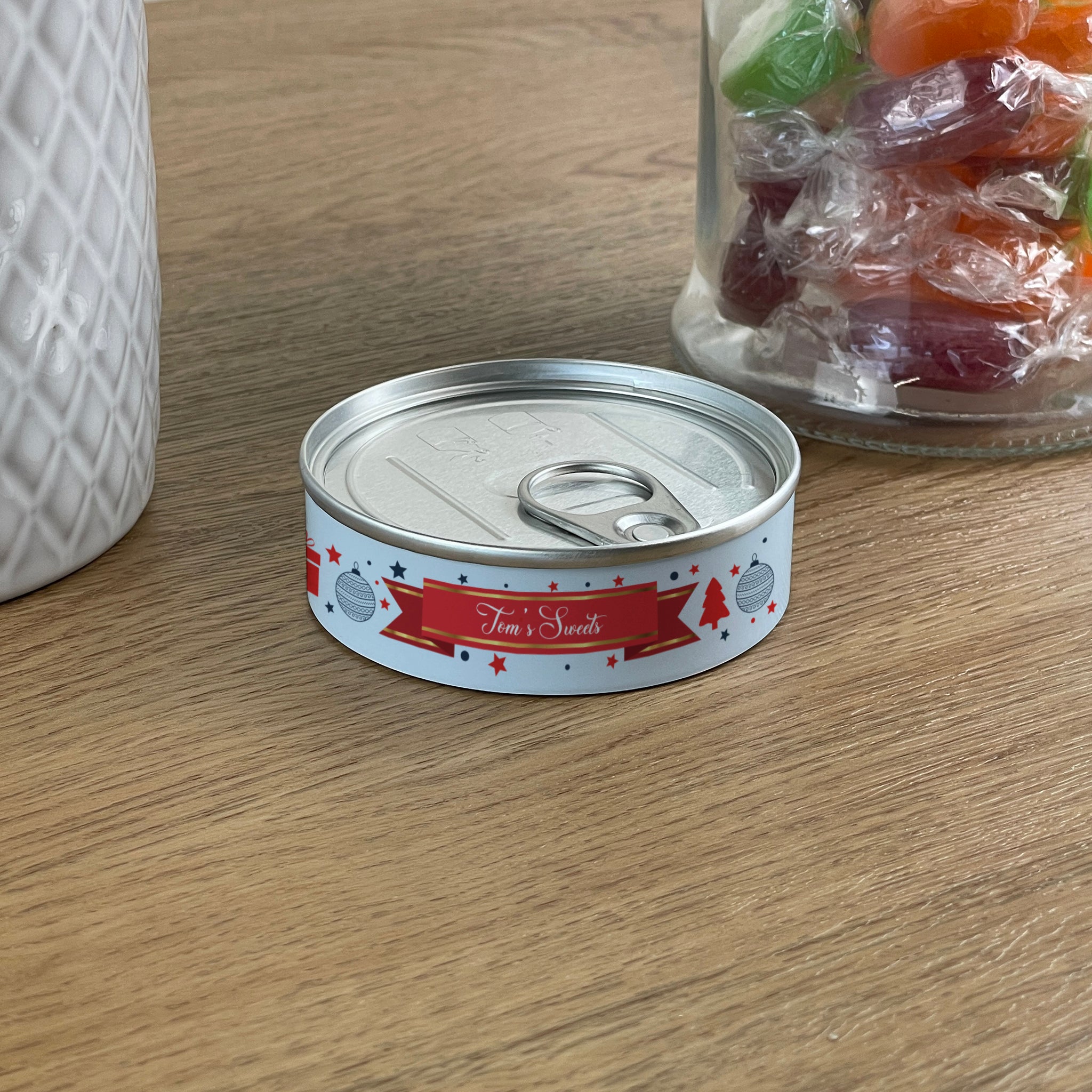 Personalised Pick & Mix Sweets Tin Can with Festive Christmas Design