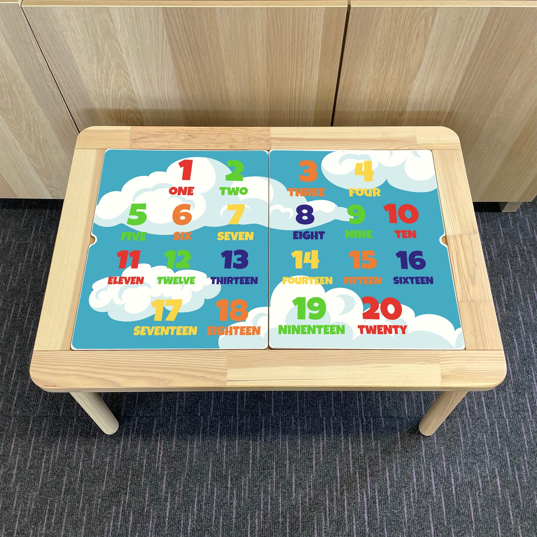 Kids Cloud Numbers Table Top STICKER ONLY Compatible with IKEA Flisat Tables