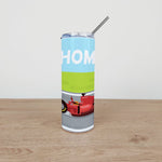 Personalised Stainless Steel Skinny Tumbler & Straw with Race Car Design