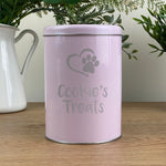 Personalised Round 1L Storage Tin - Pet Treats, Biscuits, Kibble