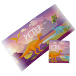 Personalised Children's Towel & Face Cloth Pack - Pink Dinosaur