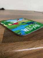 Personalised Children's Coasters - Dinosaur Landscape