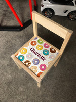 Personalised Children's Ikea LATT Wooden Table and 1 Chair Printed Donut