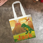 Personalised Children's Tote Bag - Dinosaur Volcano