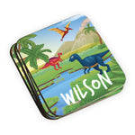 Personalised Children's Coasters - Dinosaur Landscape