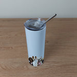 Stainless Steel Skinny Tumbler & Straw with Cute Dogs Pet Design