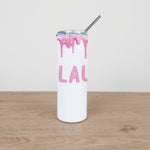Personalised Stainless Steel Skinny Tumbler & Straw with Donut Icing Design