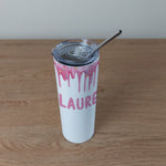 Personalised Stainless Steel Skinny Tumbler & Straw with Donut Icing Design