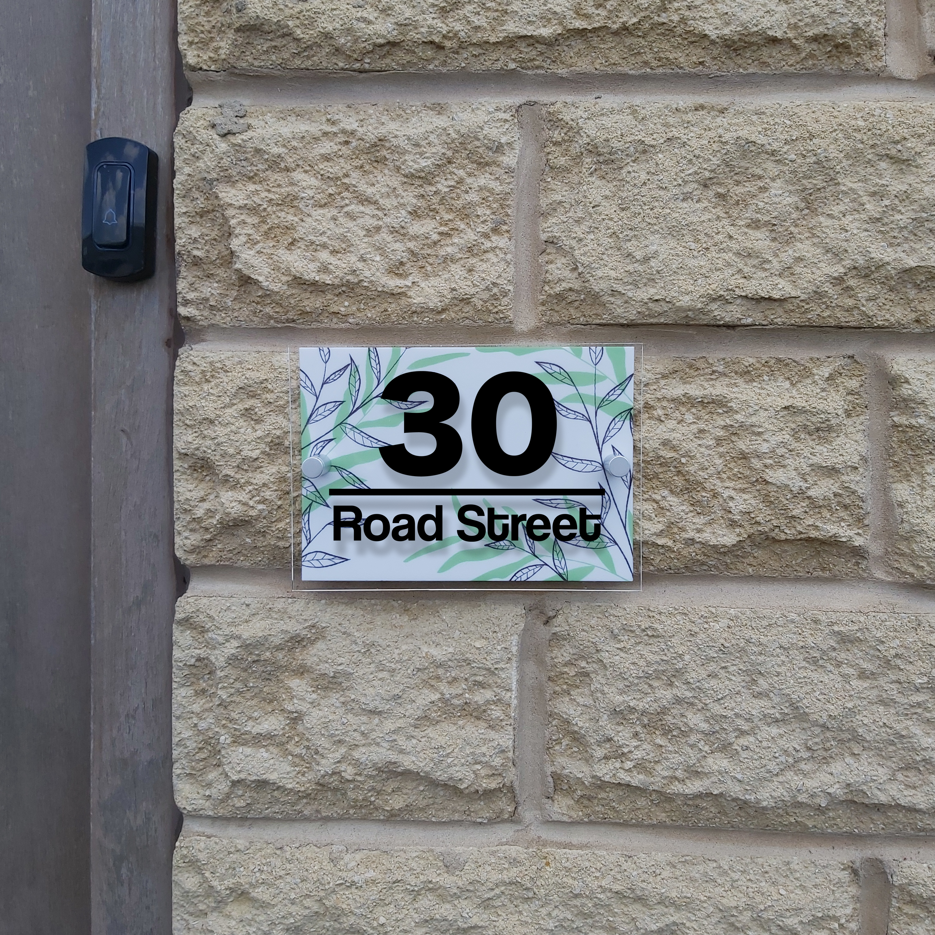 Personalised House Number Sign Lined Deco