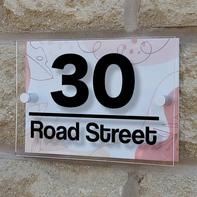 Personalised House Number Sign Lined Deco