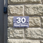Personalised House Number Sign White Lined Deco