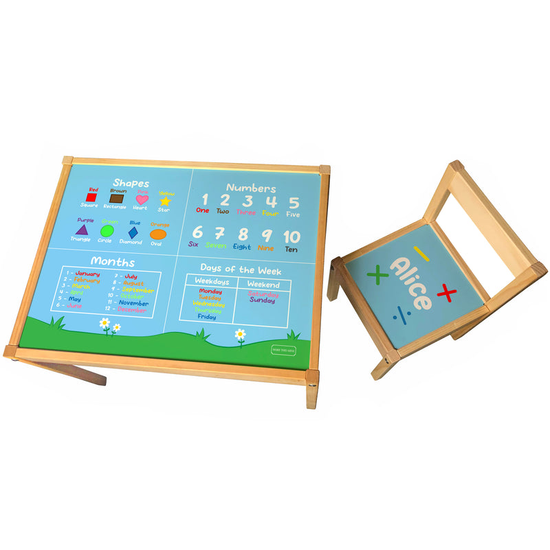 Personalised Children's Ikea LATT Wooden Table and 1 Chair - Educational