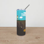 Personalised Stainless Steel Skinny Tumbler & Straw with Outdoor Explorer Design