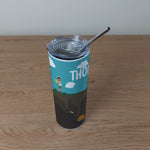 Personalised Stainless Steel Skinny Tumbler & Straw with Outdoor Explorer Design