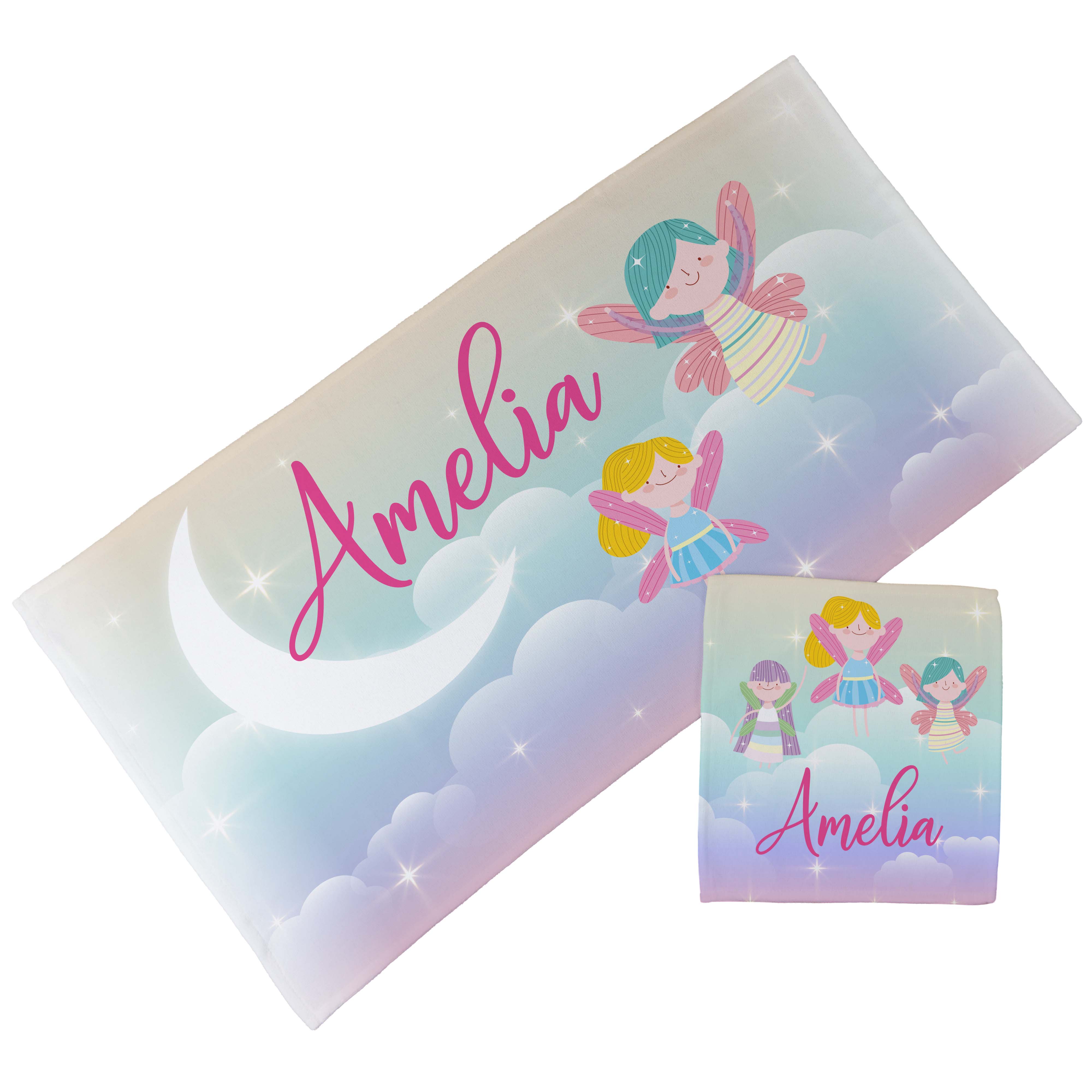 Personalised Children's Towel & Face Cloth Pack - Fairy