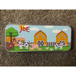 Personalised Children's Pencil Tin with Printed Farm Design