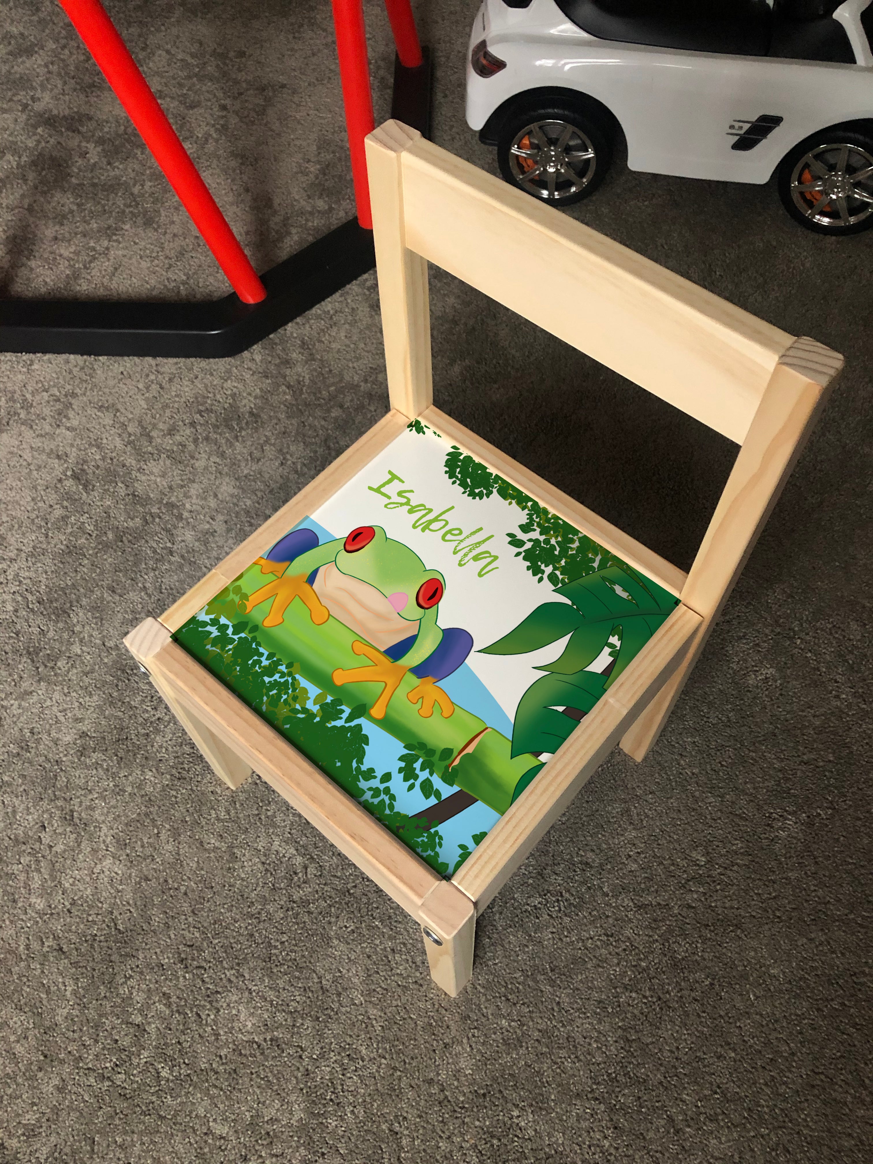 Personalised Children's Ikea LATT Wooden Table and 1 Chair Printed Frog