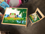 Personalised Children's Ikea LATT Wooden Table and 1 Chair Printed Frog