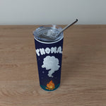 Personalised Stainless Steel Skinny Tumbler & Straw with Campfire Design