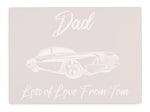 Personalised Dad With Sports Car Pink Glass Worktop Saver