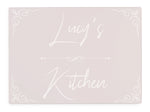 Personalised Kitchen Pink Glass Worktop Saver