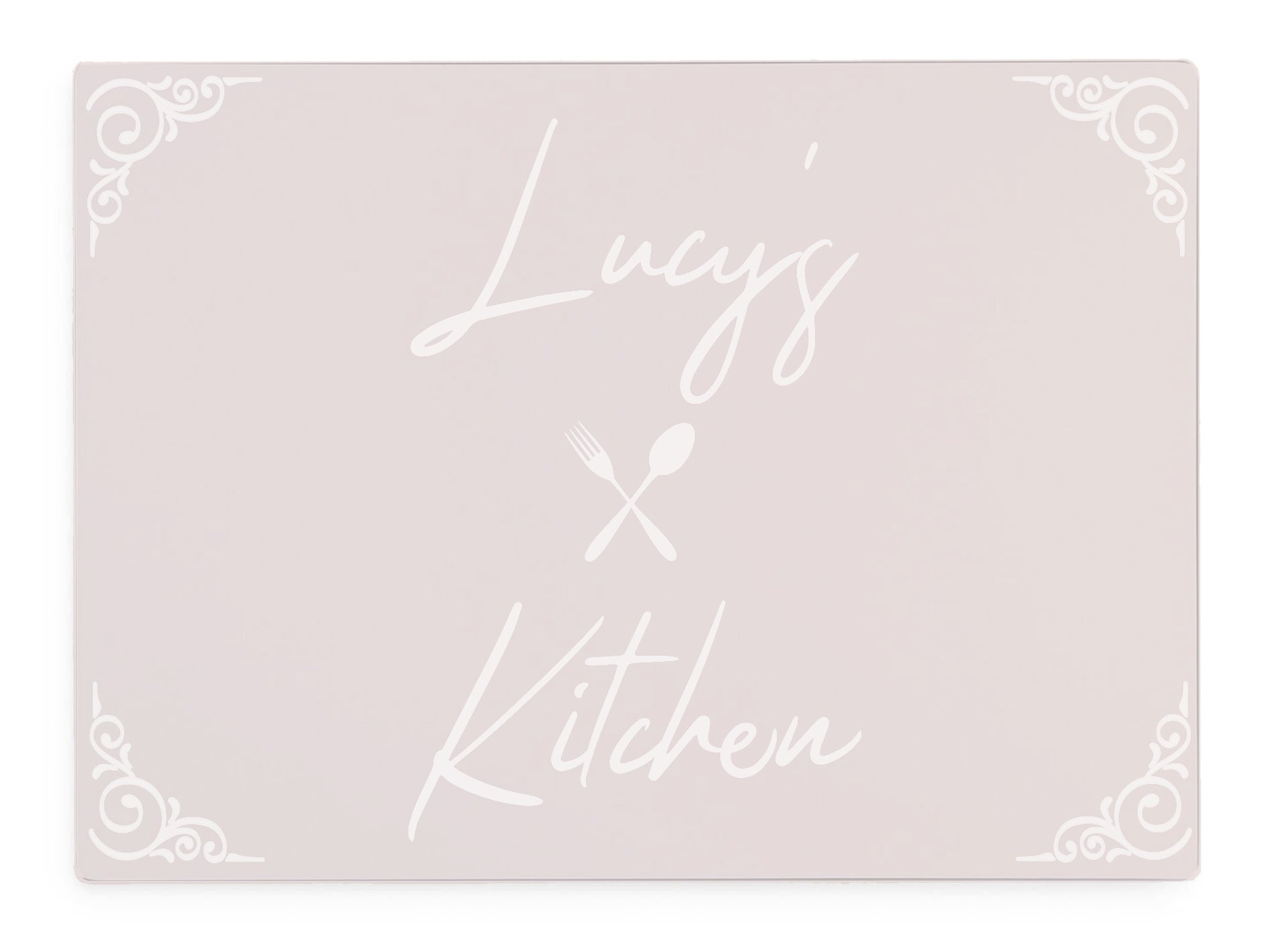 Personalised Kitchen Pink Glass Worktop Saver