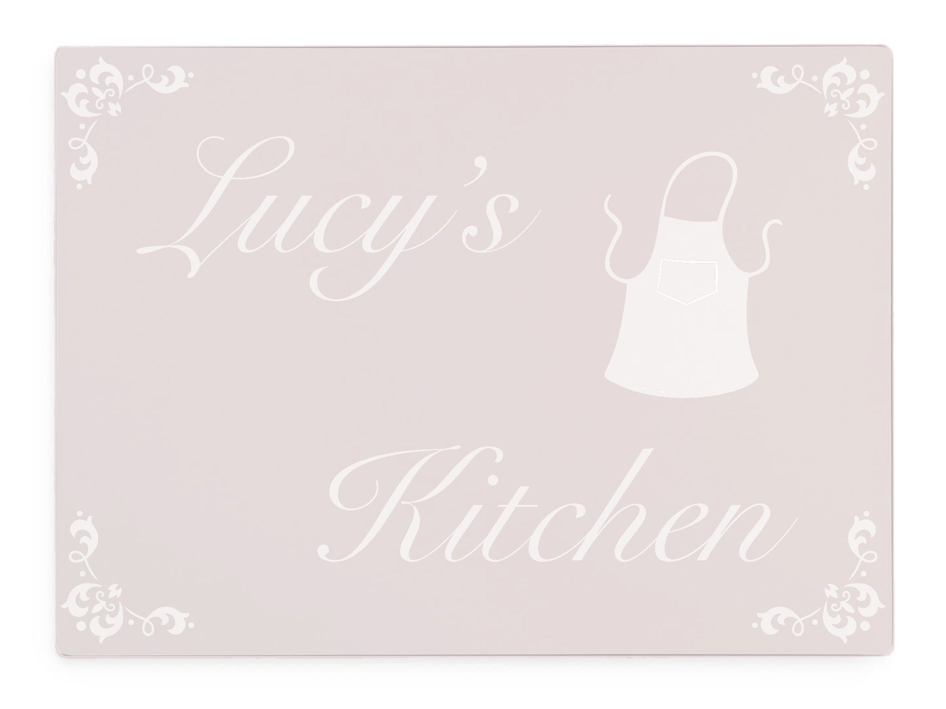 Personalised Kitchen Pink Glass Worktop Saver