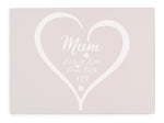 Personalised Mum With Love Heart Pink Glass Worktop Saver