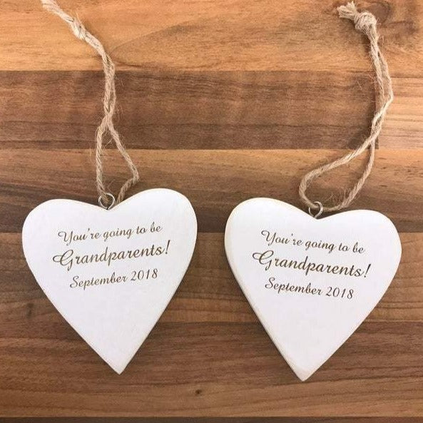 Personalised Engraved Wooden Heart, You're going to be Grandparents! (Small 8.5cm)