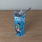 Personalised Stainless Steel Skinny Tumbler & Straw with Electric Guitar Design
