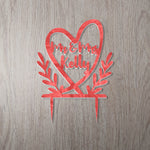 Personalised Perspex Heart Wreath Groom Wedding Cake Topper