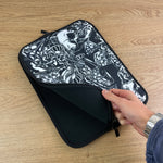 Laptop Sleeve with Black and White Skulls and Roses Design