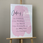 Order of Events Perspex Wedding Sign