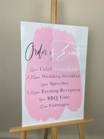Order of Events Perspex Wedding Sign