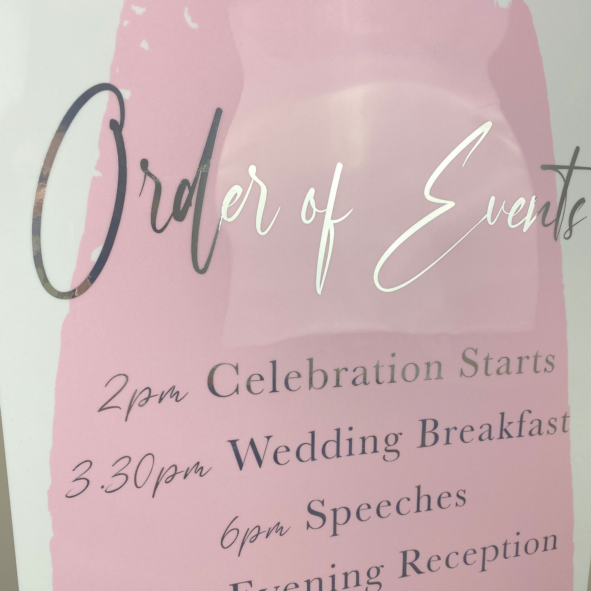 Order of Events Perspex Wedding Sign