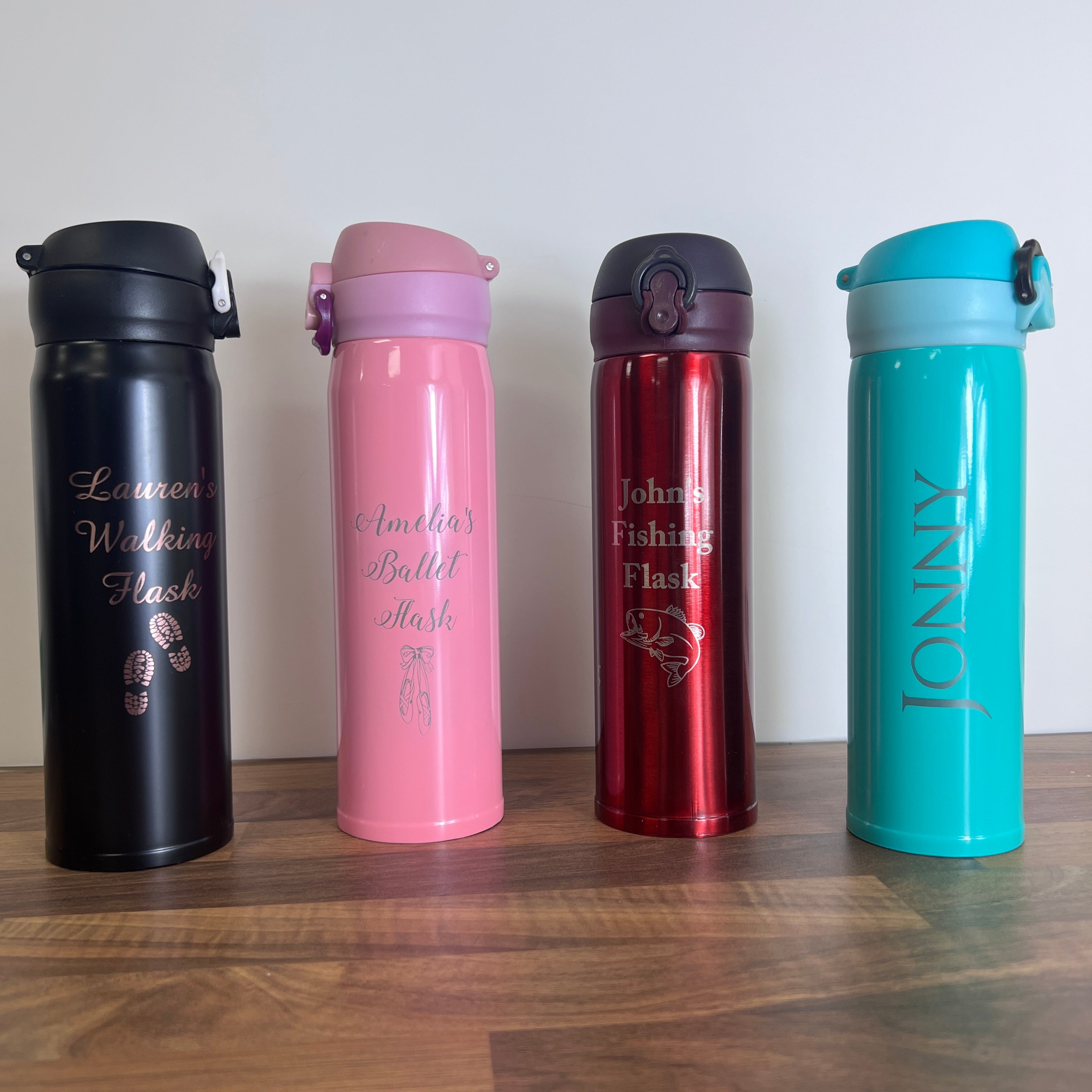 Personalized Slim Red Colored Metal Thermos 280 ml