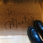 Personalised Custom Doormat with Family Name - Heart Font