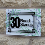 Personalised House Number Sign Art Deco Border