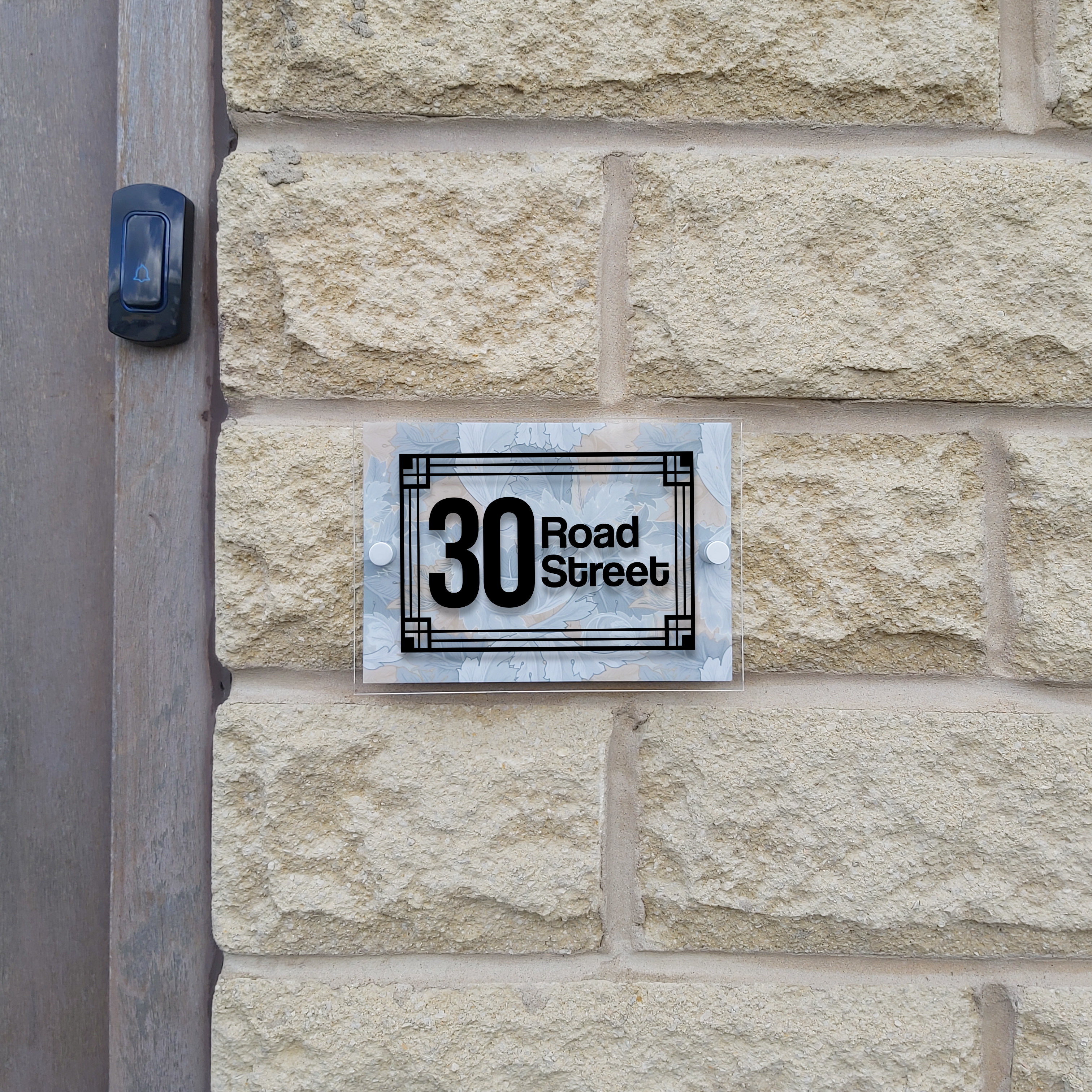 Personalised House Number Sign Art Deco Border