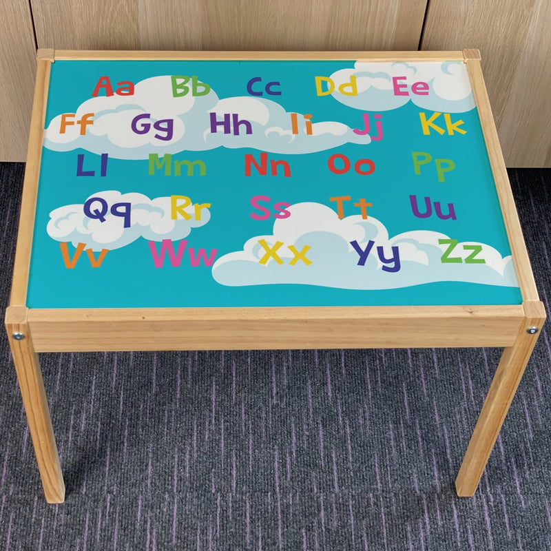 Kids Cloud Alphabet Table Top STICKER ONLY Compatible with IKEA Latt Tables