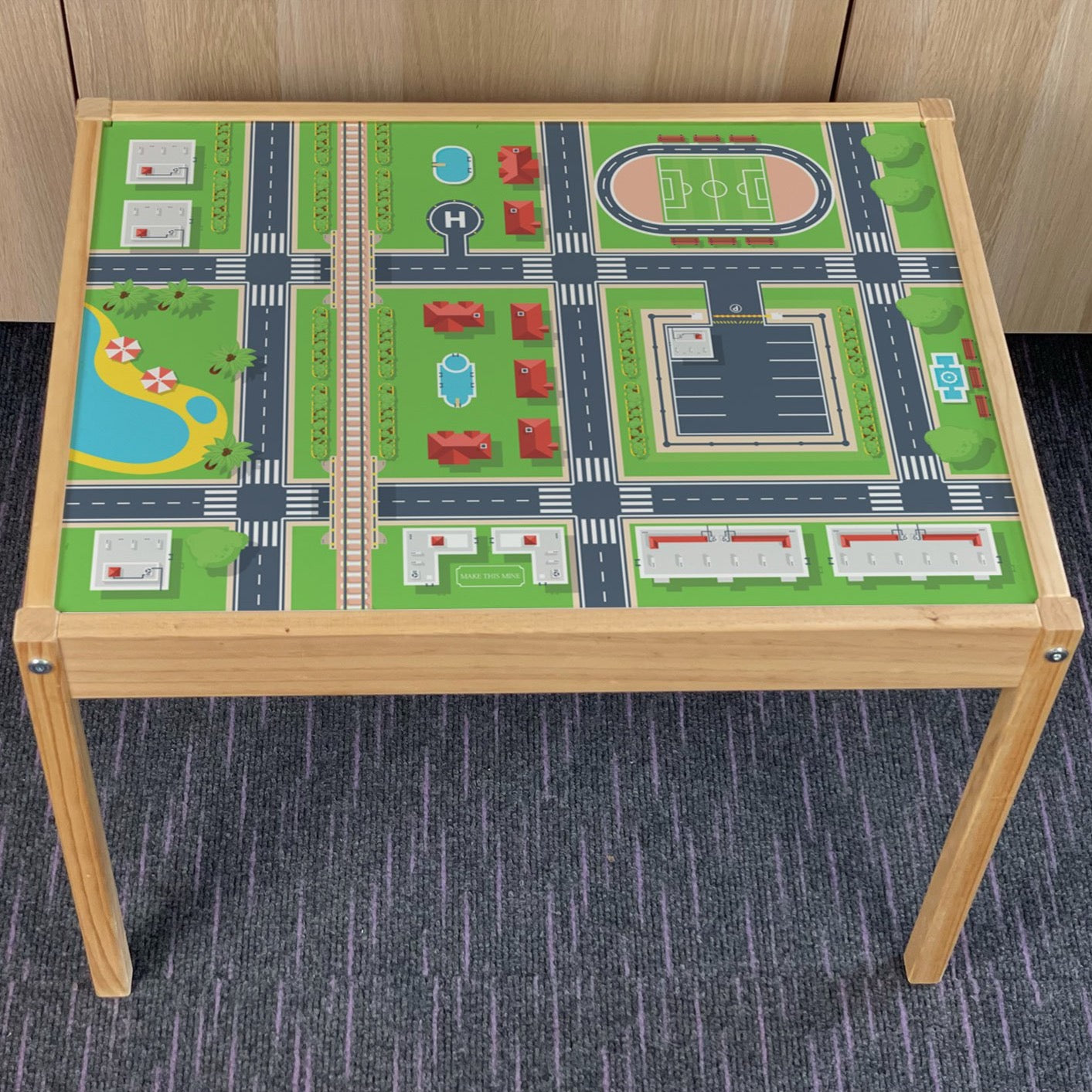 Kids City Town Table Top STICKER ONLY Compatible with IKEA Latt Tables